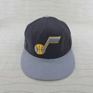 Zephyr Mens Utah Jazz Flat Brim Gray Yellow Hat Cap Size 7 1/4 - Picture 1 of 8