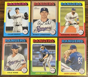 2024 Topps Heritage High Number Texas Rangers Set 6 Karten Langford, Leiter RCs - Bild 1 von 7