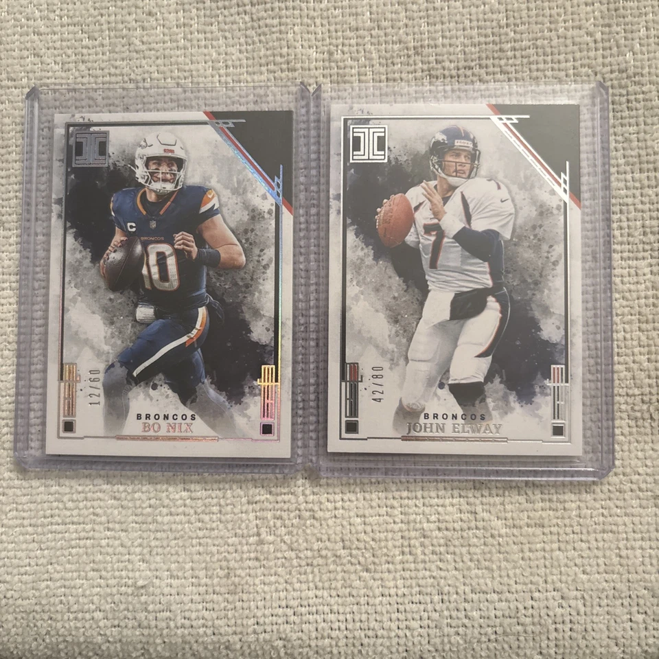 Panini Impecável 2025 Bo Nix & John Elway /60 no passado e no presente   - Imagem 1 de 4