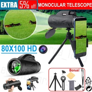 80X100 ZOOM HD OPTICAL BINOCULARS TELESCOPE NIGHT VISION+PHONE CLIP+TRIPOD AU - Picture 1 of 12