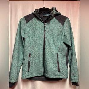 Free Country Giacca donna piccola color verde acqua e grigio con zip e cappuccio - Foto 1 di 9
