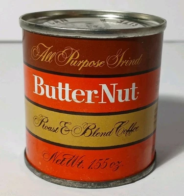 1960s New Vintage Butternut Coffee Can Tiny Sample Can Coca Cola Houston Texas - Image 1 of 4