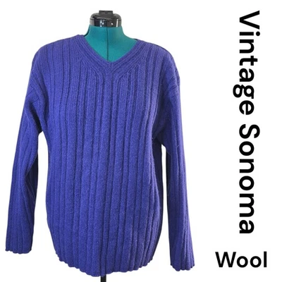Suéter Pullover Acanalado Cuello en V Lana Sonoma De Colección Para Mujer XL Púrpura Foto 1 de 4
