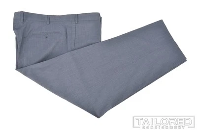 Pantalones de lujo ZANELLA Todd gris a cuadros 100 % lana para hombre frente plano - 42 Foto 1 de 4