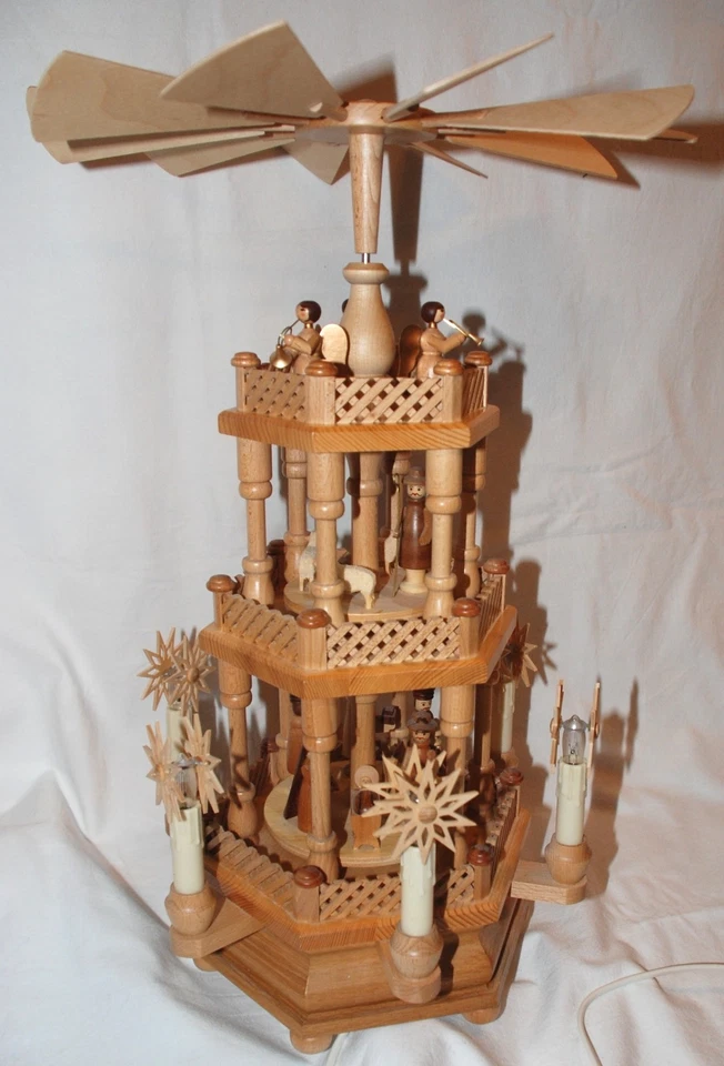 | PYRAMIDE |   2-stöckig / Christi Geburt / elektr. Beleuchtung u. Antrieb / OVP - Bild 1 von 4