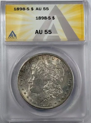 1898 S Morgan Silver Dollar ANACS AU-55 - Image 1 of 4