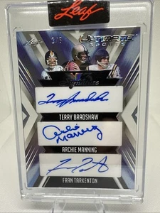 2024 Leaf Ultimate Sports Bradshaw Manning Tarkenton Triple Auto #3/6 - Picture 1 of 11