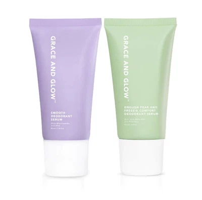 Paquete de suero desodorante suave Grace and Glow 2 en 1 + pera inglesa y fresia Foto 1 de 4