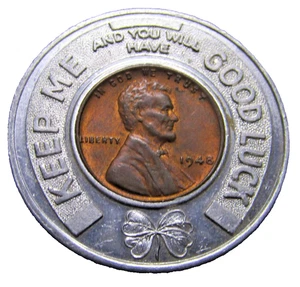 Woodhouse Stationary Co. Publicidad Ficha Buena Suerte Encerrada Trigo Centavo - Imagen 1 de 2