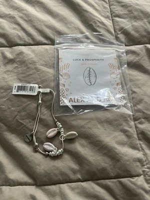 Новый Alex & Ani каури раковина расширяемый серебряный браслет / лодыжки - Изображение 1 из 2
