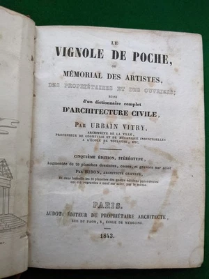 1843 Vitry Hibon Architecture Vignole de Poche ou Mémorial des Artistes des prop - Photo 1/4