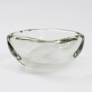 VTG Signed Alfredo Barbini Clear Hand Blown Murano Glass Ashtray Bowl 8.5" x 4" - Picture 1 of 4