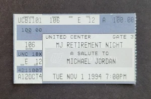 Michael Jordan 1994 Chicago Bulls retirement night ticket stub - Picture 1 of 3