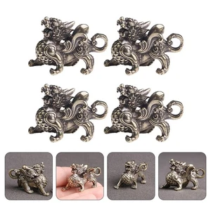 4 Pcs Feng Shui Pi Yao Sculpture Key Chain Fashionable Unique - Picture 1 of 12
