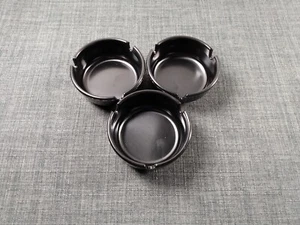 GESSNER Small Plastic Ashtrays (Black) 3in. Round/Stack - Made in USA - Lot of 3 - Picture 1 of 2