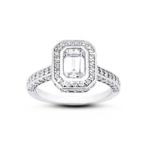 2.97 CT D/SI1 Emerald Natural Certified Diamonds Platinum Halo Engagement Ring - Picture 1 of 4