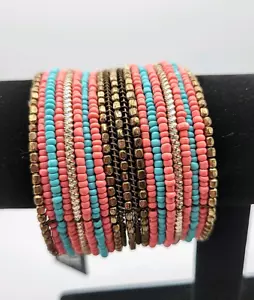 NWT Bijoux Terner Coral, Turquoise, Brown, & Gold Cuff Bracelet - Picture 1 of 5