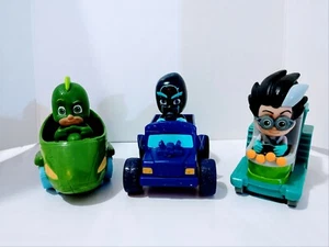 Lot of 3 PJ Masks Wheelie Race Cars, Gekko Blue Night Ninja, Romeo  plastic  - Picture 1 of 10