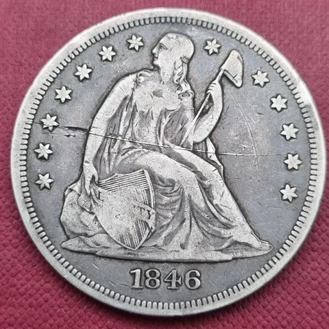 1846 Seated Liberty Dollar $1 Silver Better Grade VF Details #55489 Cover