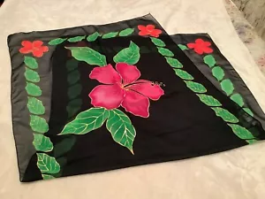 Mujer Bufanda Gasa Poliéster Negro Rosa Floral 57"x27" - Imagen 1 de 12