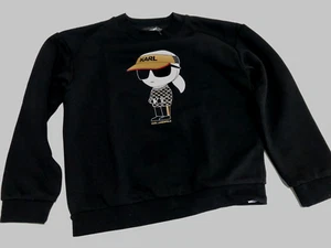 KARL LAGERFELD BLACK L/S CREWNECK SWEATSHIRT PULLOVER LOGO KARL SZ. 8 - Picture 1 of 3