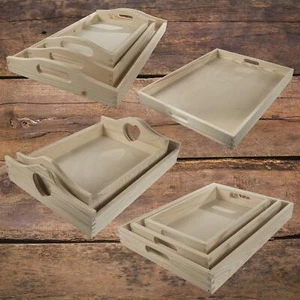 Decorative Serving Trays | Plain Pinewood | Tea Coffee Milk Breakfast Parties - Picture 1 of 124