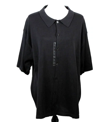 Nuevo Suéter Para Mujer XXL Dockers Negro Con Botones Manga Corta Cuello Foto 1 de 4