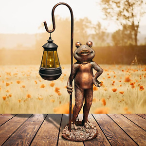 Large Frog Statue with Solar Lantern Outdoor Lawn Decoration Garden Frog Decorat