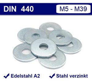 Arandelas DIN 440 acero inoxidable A2 acero galvanizado arandela grande M5-M39 - Imagen 1 de 2