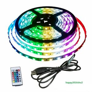 LED Strip Lights 5050 RGB Colour Changing Tape Under Cabinet Kitchen Lighting TV