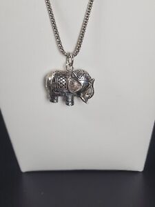 Collier pop-corn vintage en argent sterling 925 14 pouces avec pendentif éléphant 3D