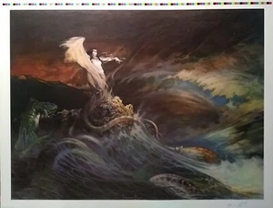 FRAZETTA SEA WITCH WORLDBEATER TEXTURED ONE-OF-A-KIND PRINTER PROOF, 20x26" MINT - Picture 1 of 3