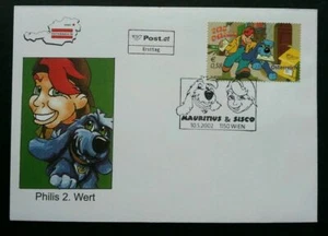 [SJ] Austria Mauritius And Sisco 2002 Cartoon Animation Dog Postbox Mail (FDC) - Picture 1 of 5