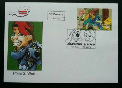 [SJ] Austria Mauritius And Sisco 2002 Cartoon Animation Dog Postbox Mail (FDC) - Image 1 of 4