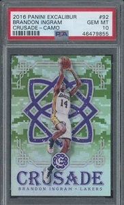 Excalibur Brandon Ingram Crusade 2016-17 camuflaje Prizm novato PSA 10 gemas como nuevo radiocontrol - Imagen 1 de 2