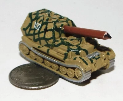 Very Small Micro Machine Plastic WWII German Elefant Tank Marked 102 in Camo #1 - Image 1 of 4