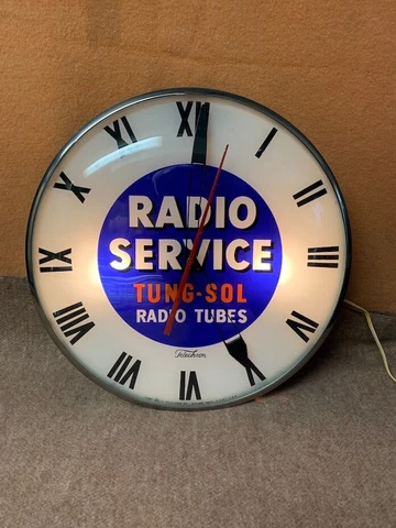 TUNG-SOL ELECTRON TUBES TELECHRON 15" WALL CLOCK LIGHTED ADVERTISING SIGN 6SN7GT Cover