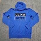 Quiksilver Jumper Men MEDIUM blue Long Sleeve full zip hooded sweatshirt Size M