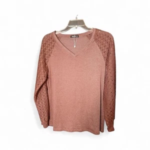 Camiseta para mujer Automet marrón manga larga con mangas de encaje 1X. (52JC) - Imagen 1 de 9