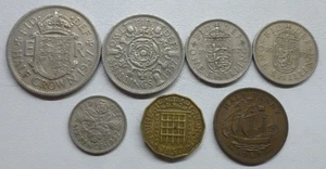 1957 UK Pre-Decimal 7-Coin year type set Elizabeth II Halfcrown-Halfpenny - Picture 1 of 2