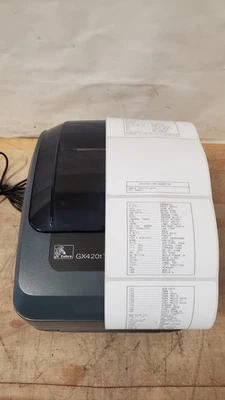 Zebra GX420T Thermal Label Printer WITH POWER SUPPLY, WORKS! - Image 1 of 4