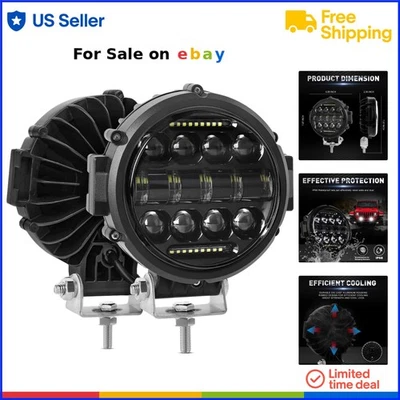 Round LED Work Light Bar 60W Flood Spot Combo Off Road Driving Lights - Image 1 of 4