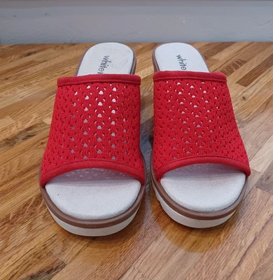 White Mountain Natasha Women’s Size 7 Cork Wedge Slip-On Red Comfort Sandals - Image 1 of 4
