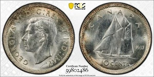 1937 Canada Silver Ten Cents - PCGS MS63 - Picture 1 of 1
