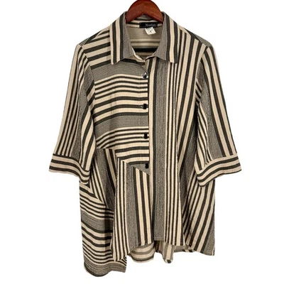 Blusa Camisa Top Artística Moonlight Talla Grande Crema Beige Negra Usable Arte Único Foto 1 de 4