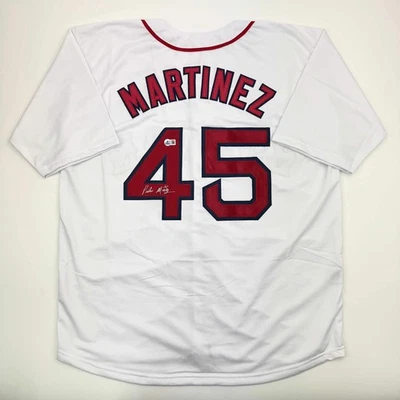 Autographed/Signed Pedro Martinez Boston White Baseball Jersey Beckett BAS COA - Image 1 of 4