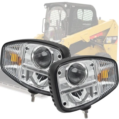 LED Headlights For Caterpillar Skid Steer Loader(s): 236D 242D 246C 246D 256C - Image 1 of 4