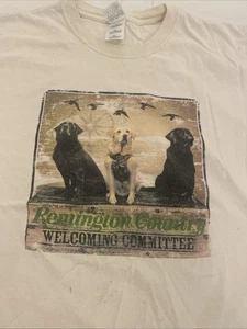 Camicia VINTAGE Gildan Uomo XL Bianca Remington Caccia Anatre Labrador Retriever - Foto 1 di 12