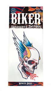 Tinsley Transfers Schädel Biker temporäres Tattoo FX - Bild 1 von 1