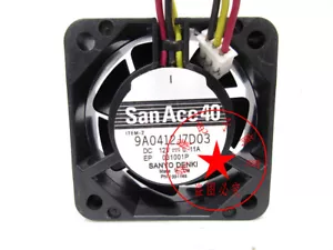 1PC Sanyo 9A0412J7D03 DC12V 0.11A 4015 4CM three-line double ball cooling fan - Picture 1 of 6